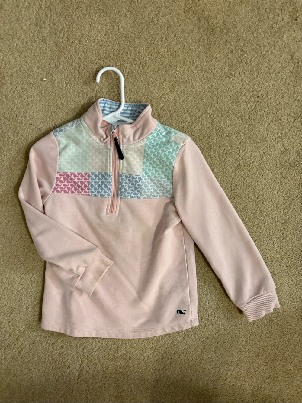 Vineyard Vines Pastel Pink Girls' Quarter-Zip Pullover